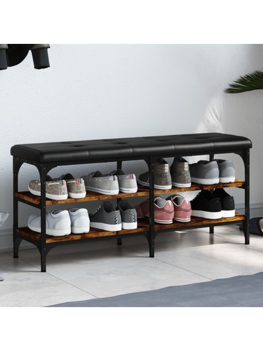 Lavice s botníkem kouřový dub 102 x 32 x 47 cm kompozitní dřevo