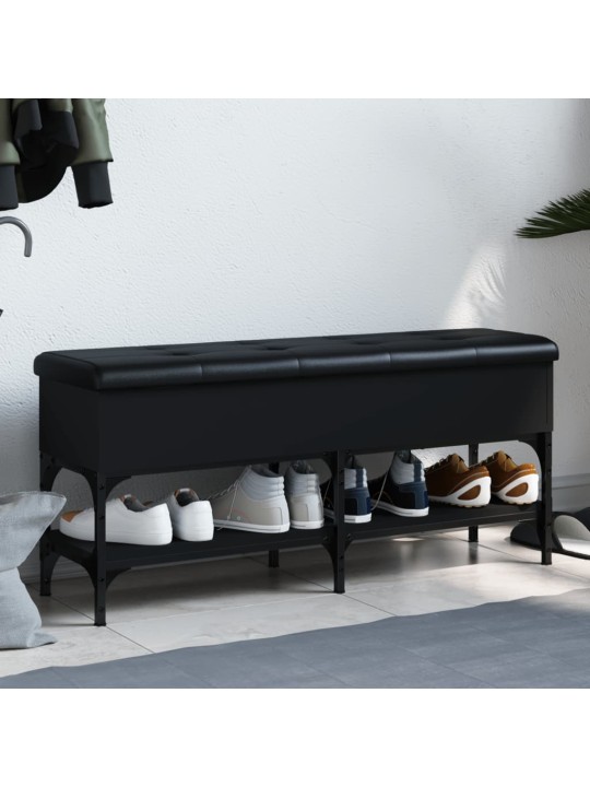 Lavice s botníkem černá 102 x 32 x 45 cm kompozitní dřevo