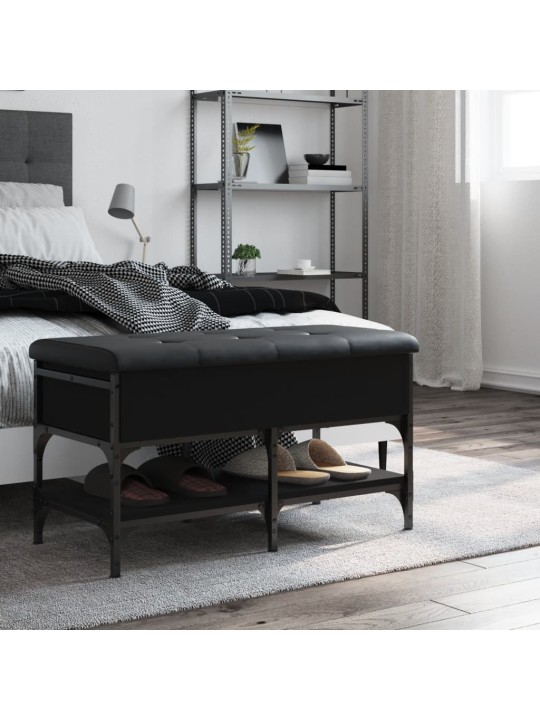 Lavice s botníkem černá 82 x 42 x 45 cm kompozitní dřevo