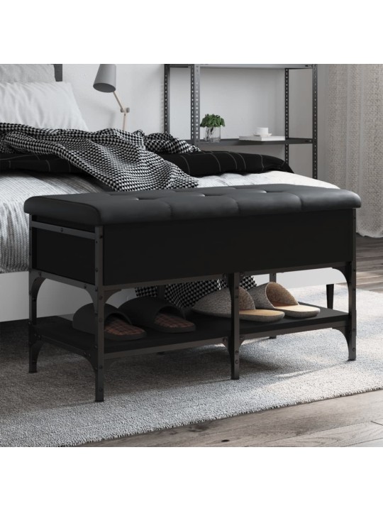 Lavice s botníkem černá 82 x 42 x 45 cm kompozitní dřevo