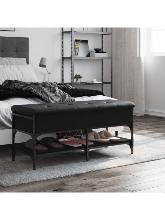 Lavice s botníkem černá 102 x 42 x 45 cm kompozitní dřevo