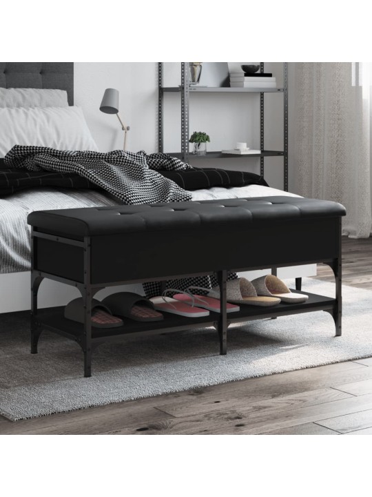 Lavice s botníkem černá 102 x 42 x 45 cm kompozitní dřevo