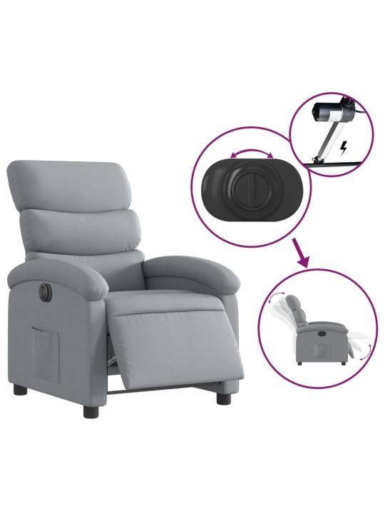 Elektrické polohovací křeslo světle šedé textil