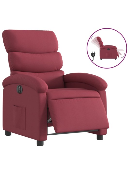 Elektrické polohovací křeslo vínové textil