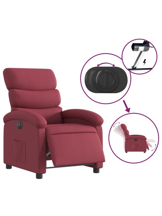 Elektrické polohovací křeslo vínové textil