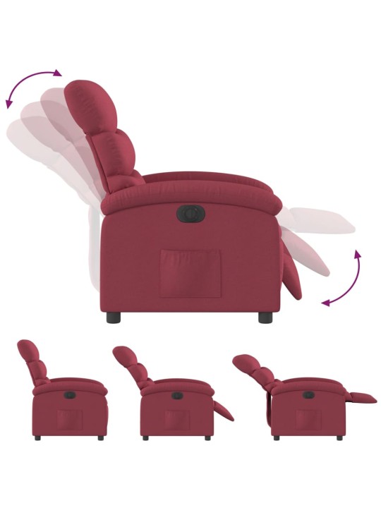 Elektrické polohovací křeslo vínové textil
