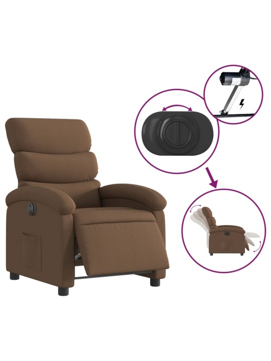 Elektrické polohovací křeslo hnědé textil