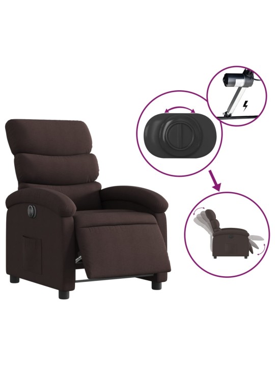 Elektrické polohovací křeslo tmavě hnědé textil