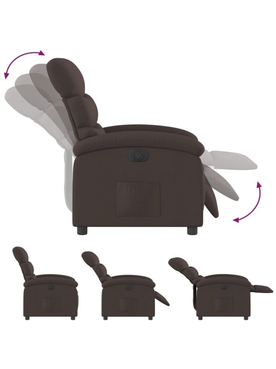 Elektrické polohovací křeslo tmavě hnědé textil