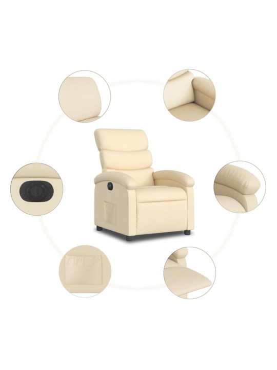 Elektrické polohovací křeslo krémové textil