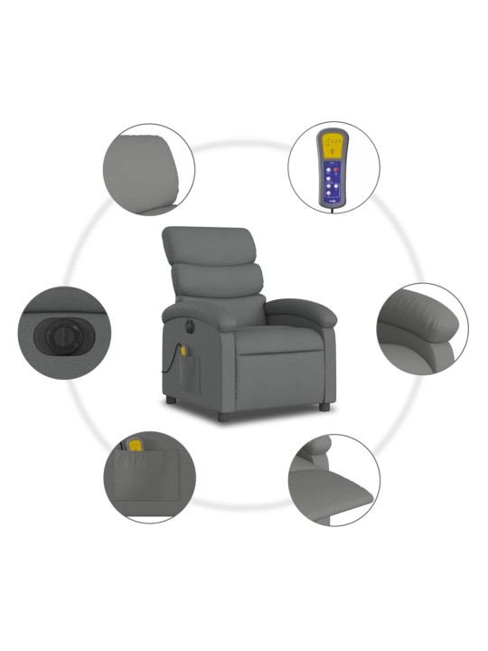 Elektrické masážní polohovací křeslo tmavě šedé textil