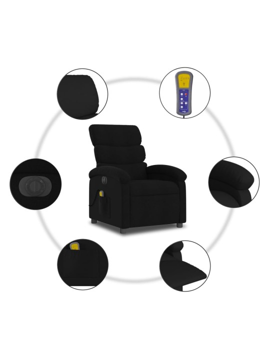 Elektrické masážní polohovací křeslo černé textil