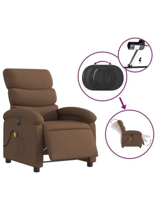 Elektrické masážní polohovací křeslo hnědé textil