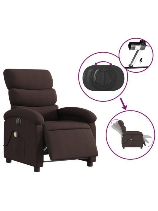 Elektrické masážní polohovací křeslo tmavě hnědé textil