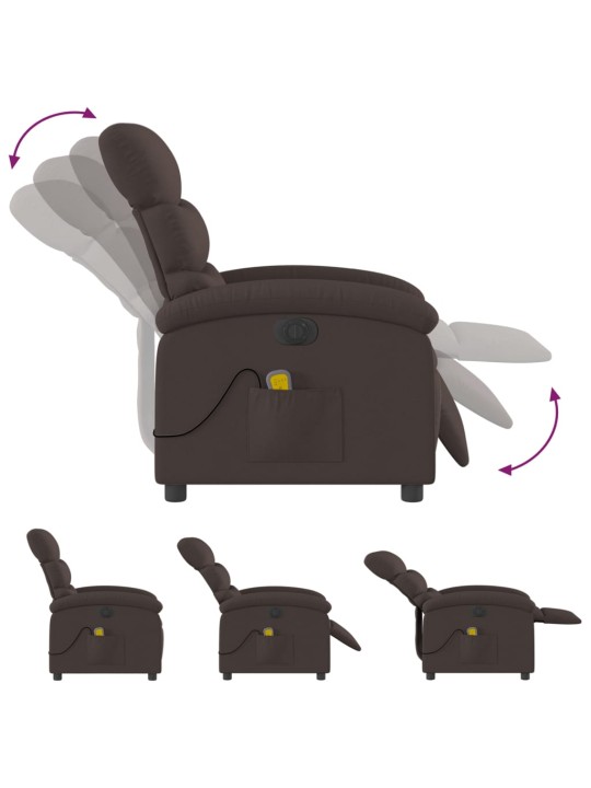 Elektrické masážní polohovací křeslo tmavě hnědé textil