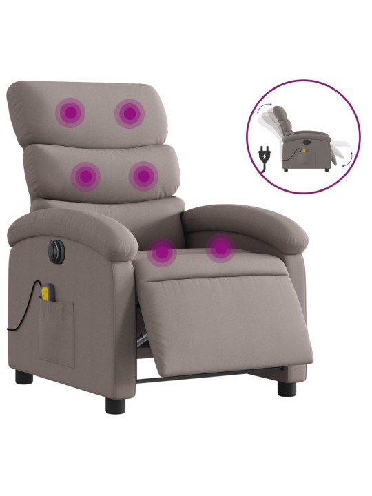 Elektrické masážní polohovací křeslo taupe textil