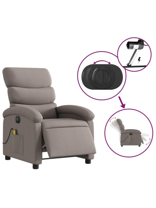 Elektrické masážní polohovací křeslo taupe textil