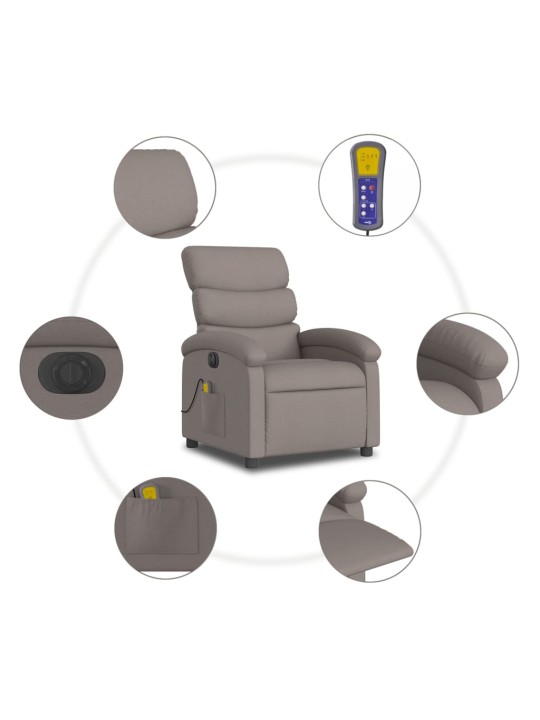 Elektrické masážní polohovací křeslo taupe textil