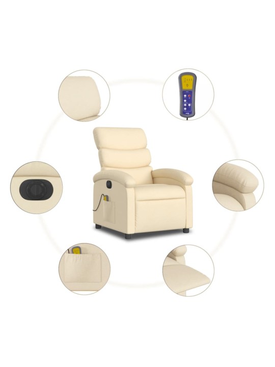 Elektrické masážní polohovací křeslo krémové textil