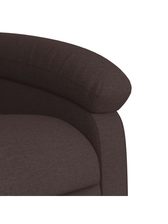 Zvedací polohovací křeslo tmavě hnědé textil