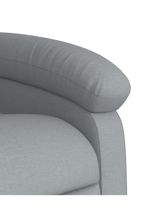 Zvedací masážní polohovací křeslo světle šedé textil