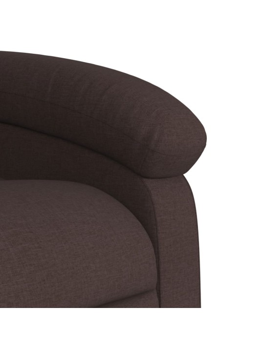 Zvedací masážní polohovací křeslo tmavě hnědé textil