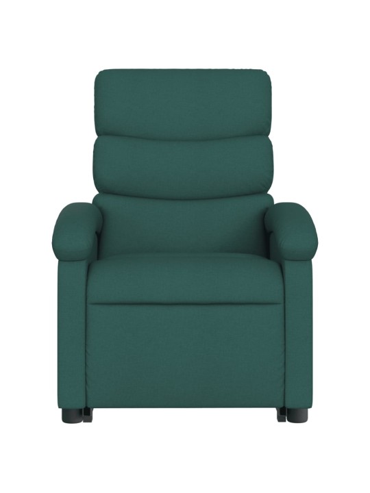 Zvedací masážní polohovací křeslo tmavě zelené textil