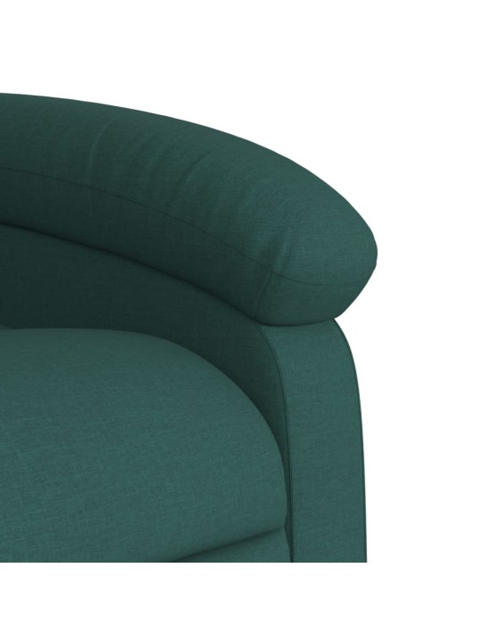 Zvedací masážní polohovací křeslo tmavě zelené textil