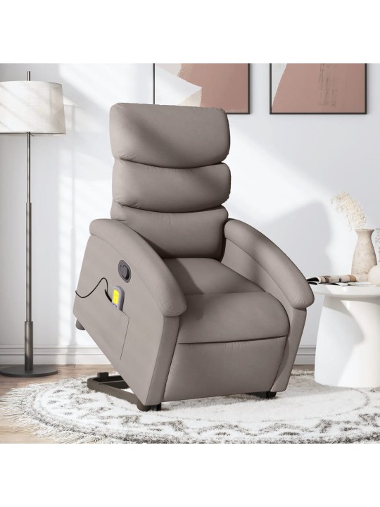 Zvedací masážní polohovací křeslo taupe textil