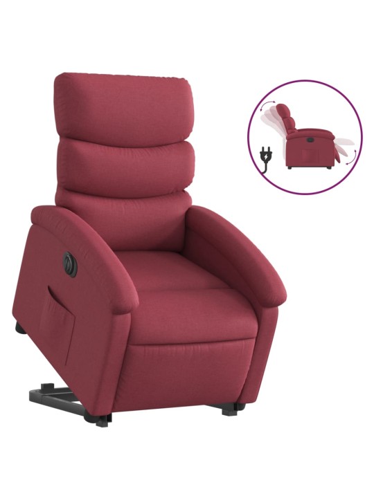 Elektrické zvedací polohovací křeslo vínové textil