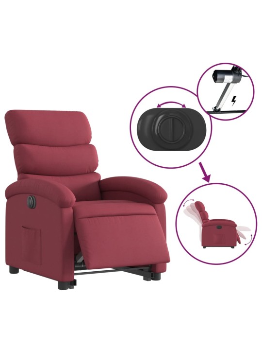 Elektrické zvedací polohovací křeslo vínové textil