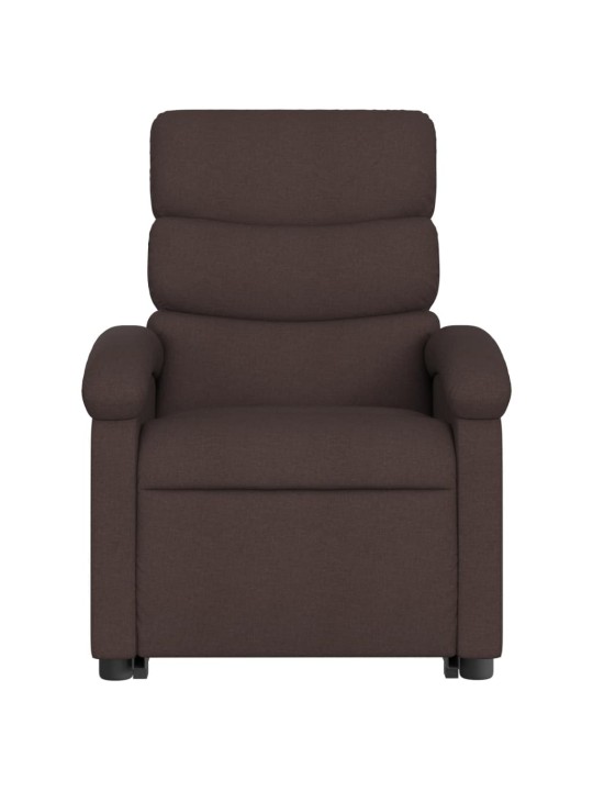 Elektrické zvedací polohovací křeslo tmavě hnědé textil