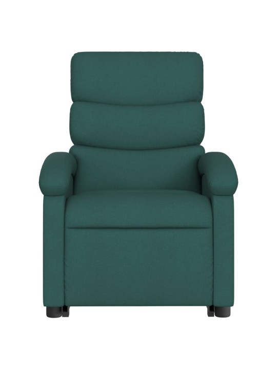 Elektrické zvedací polohovací křeslo tmavě zelené textil