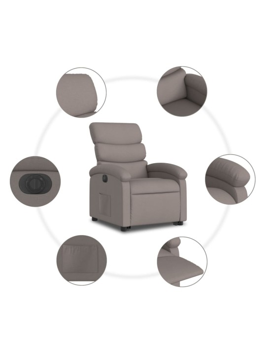 Elektrické zvedací polohovací křeslo taupe textil