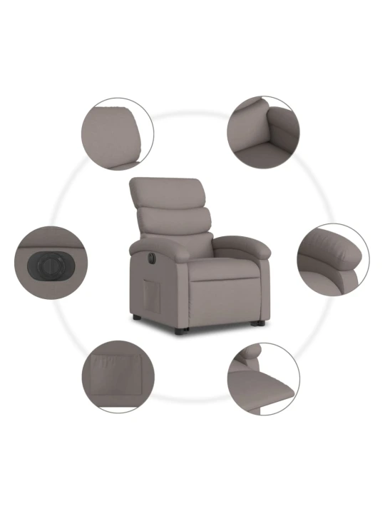 Elektrické zvedací polohovací křeslo taupe textil
