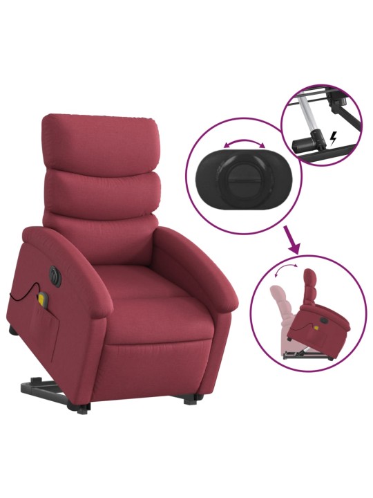 Elektrické zvedací masážní polohovací křeslo vínové textil