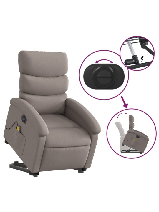 Elektrické zvedací masážní polohovací křeslo taupe textil