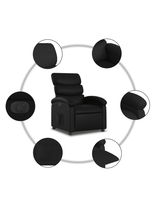 Elektrické polohovací křeslo černé umělá kůže