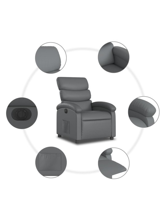 Elektrické polohovací křeslo šedé umělá kůže