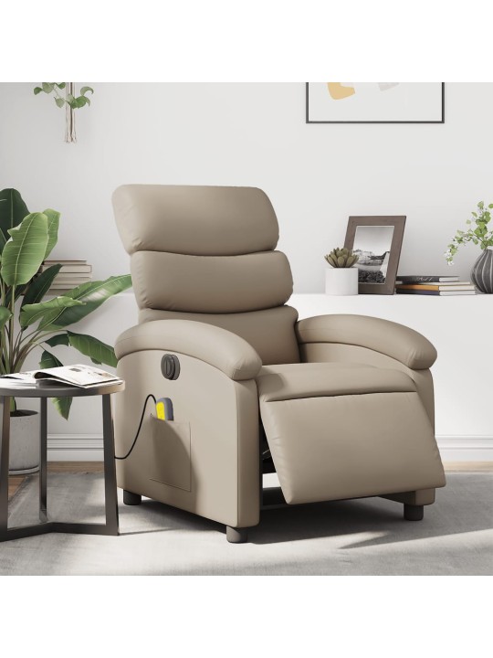 Elektrické masážní polohovací křeslo cappuccino umělá kůže