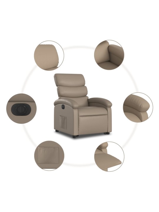 Elektrické zvedací polohovací křeslo cappuccino umělá kůže