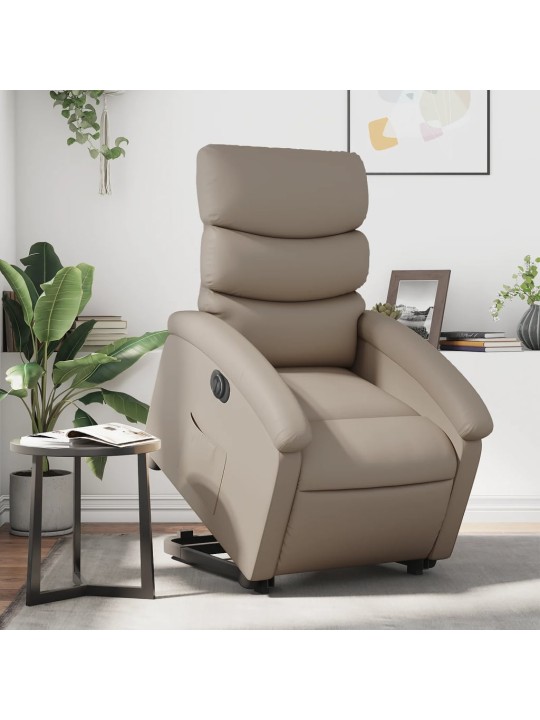 Elektrické zvedací polohovací křeslo cappuccino umělá kůže