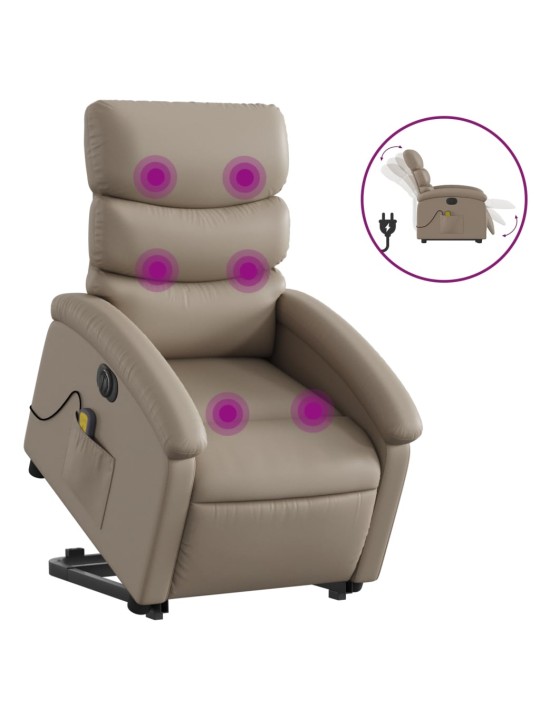 Elektrické zvedací masážní polohovací křeslo cappuccino koženka