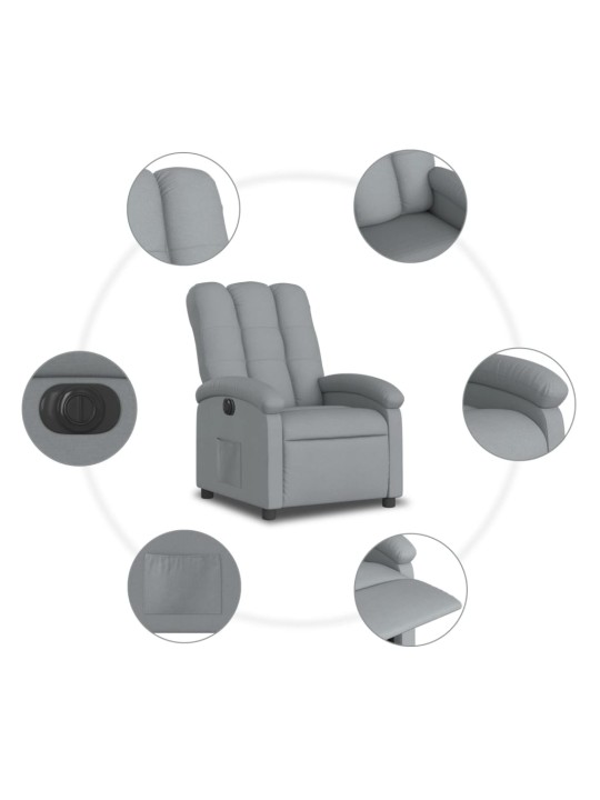 Elektrické polohovací křeslo světle šedé textil