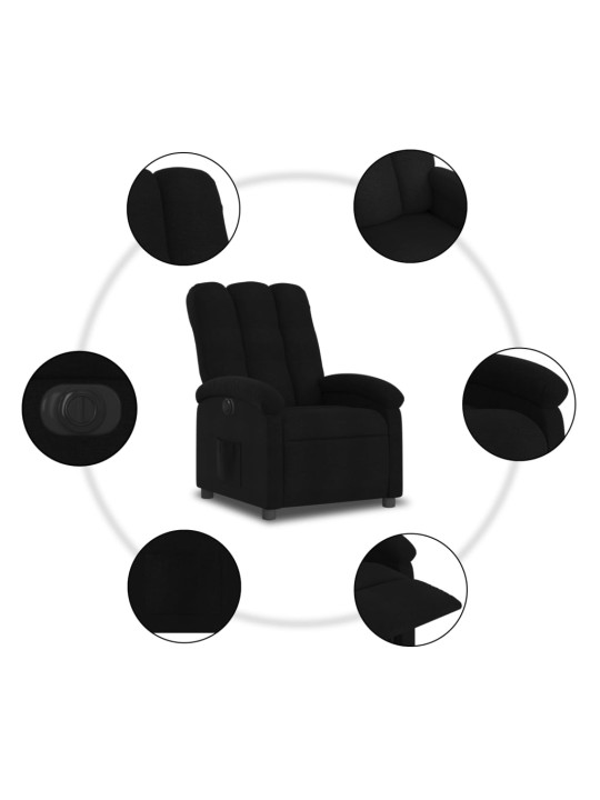 Elektrické polohovací křeslo černé textil