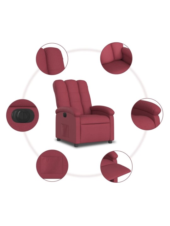 Elektrické polohovací křeslo vínové textil