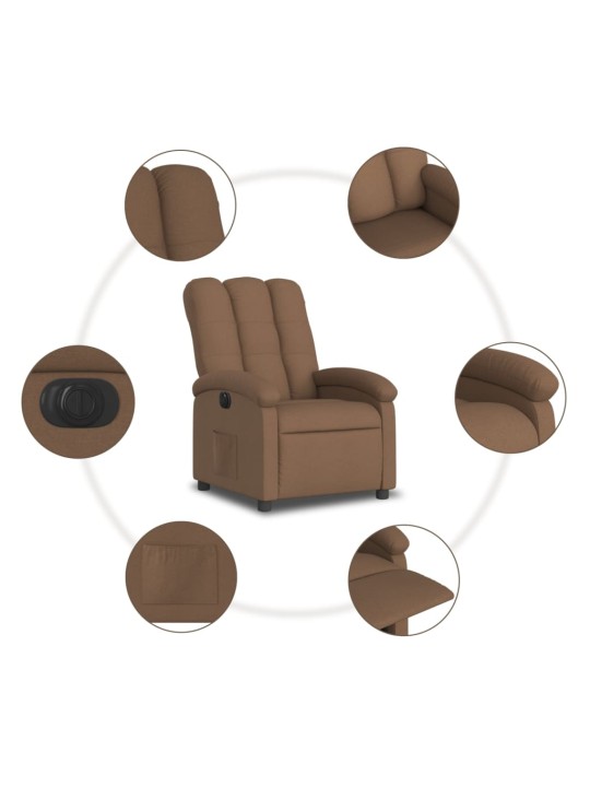 Elektrické polohovací křeslo hnědé textil
