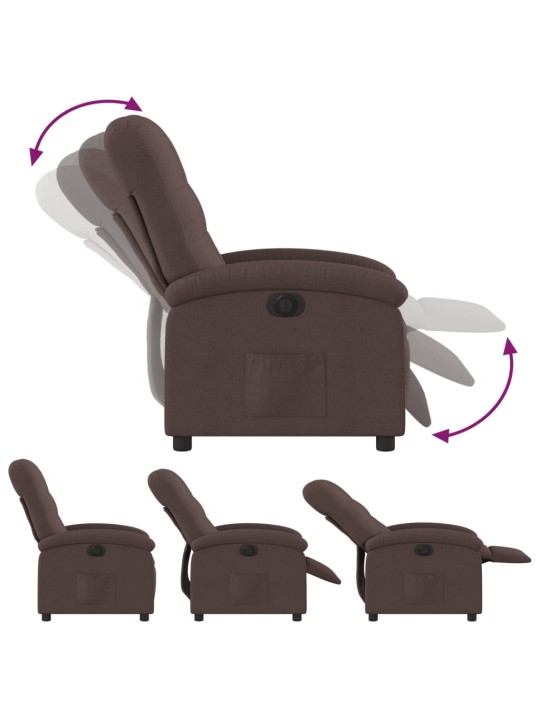 Elektrické polohovací křeslo tmavě hnědé textil