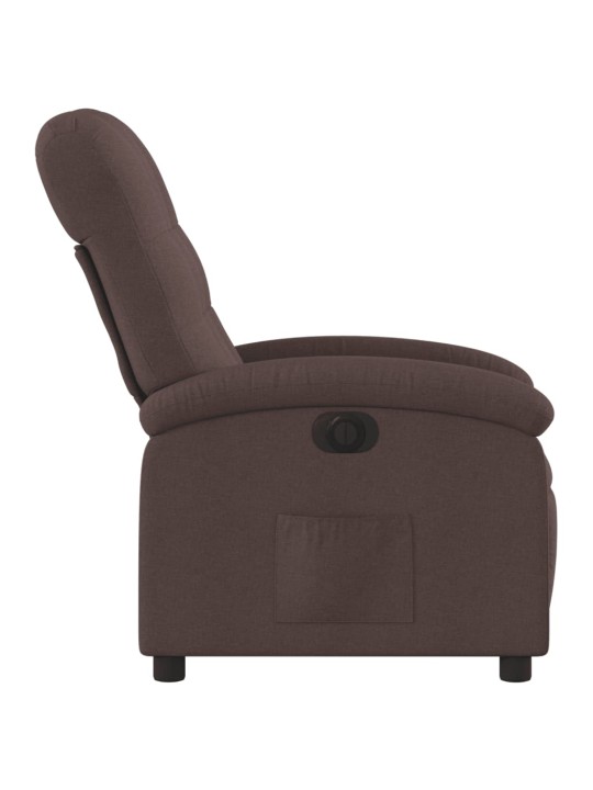 Elektrické polohovací křeslo tmavě hnědé textil