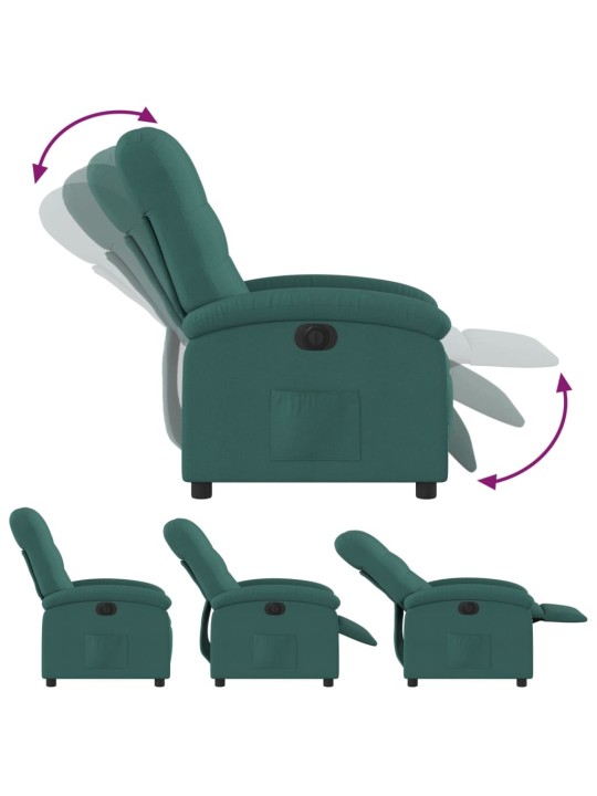 Elektrické polohovací křeslo tmavě zelené textil
